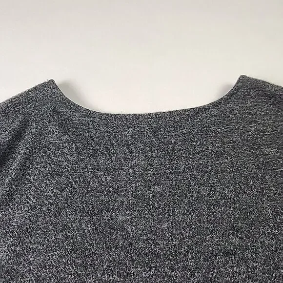 Adrienne Vittadini 2XL Grey Crystal Studded Round Neck Sweater Gathered Sleeve - Picture 9 of 9